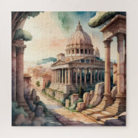 Watercolor Painting of Ancient Rome