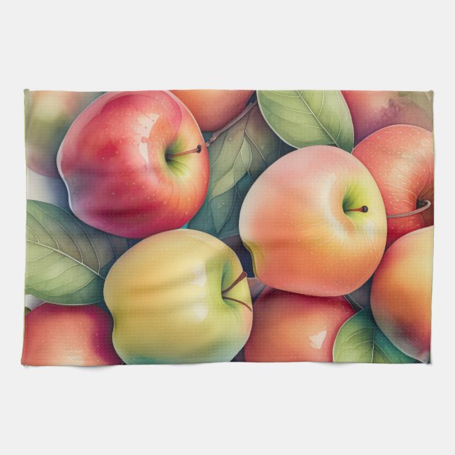 Watercolor Painting of Apples Tea Towel (Horizontal)