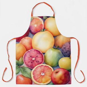 Watercolor Painting of Assorted Fruit Apron