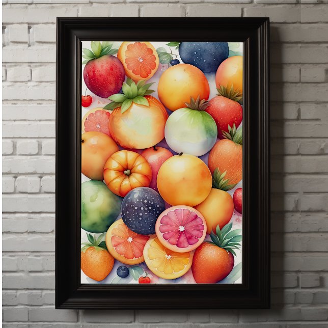 Watercolor Painting of Assorted Fruit Poster (Creator Uploaded)