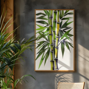 Watercolor Painting Of Bamboo Poster