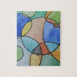 Watercolor Painting of Colourful Circles, Kids Art Jigsaw Puzzle