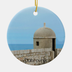 Watercolor painting of Dubrovnik city wall Ceramic Tree Decoration
