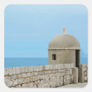 Watercolor painting of Dubrovnik city wall Square Sticker