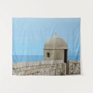 Watercolor painting of Dubrovnik city wall Tapestry