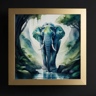 Watercolor Painting of Elephant 1:1 Poster