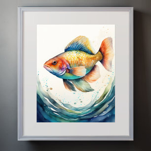 Watercolor Painting of Fish Poster