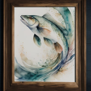 Watercolor Painting of Fish Poster