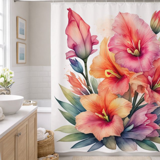 Watercolor Painting of Gladiolas Shower Curtain (Creator Uploaded)