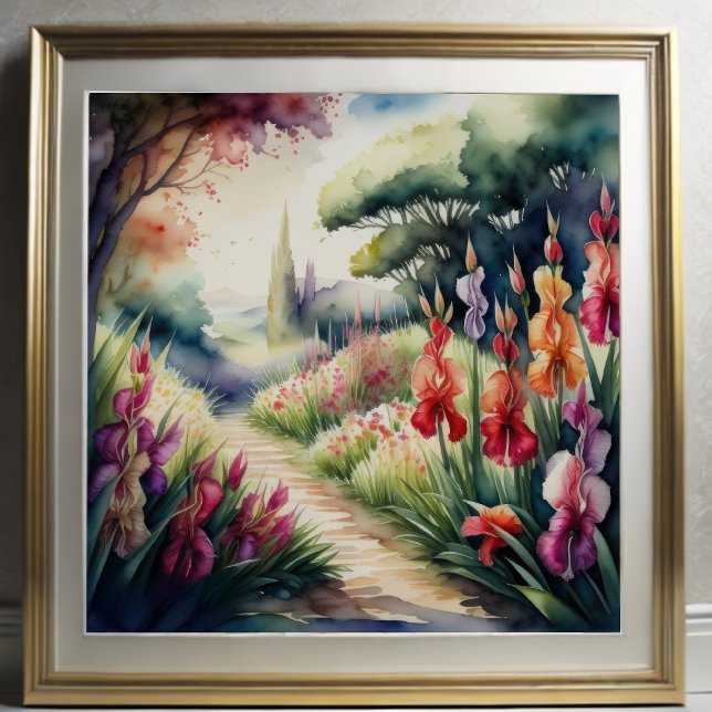 Watercolor Painting of Gladiolus Landscape Poster (Creator Uploaded)