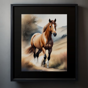 Watercolor Painting of Horse Poster