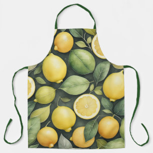 Watercolor Painting of Lemons Apron