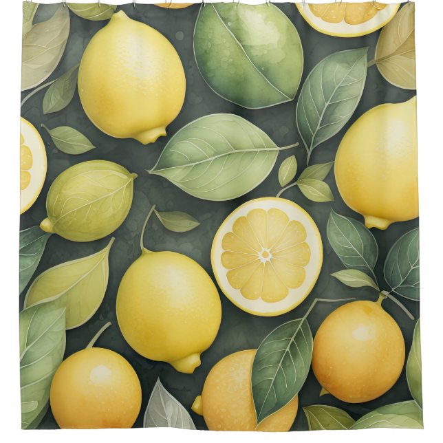 Watercolor Painting of Lemons Shower Curtain (Front)