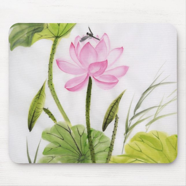 Watercolor Painting Of Lotus Flower 2 Mouse Mat (Front)