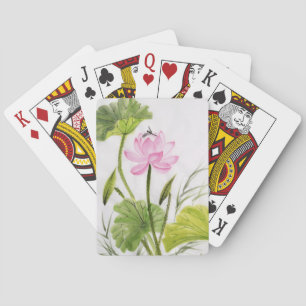 Watercolor Painting Of Lotus Flower 2 Playing Cards