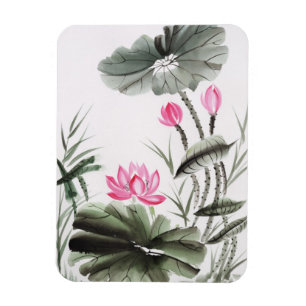 Watercolor Painting Of Lotus Flower Magnet