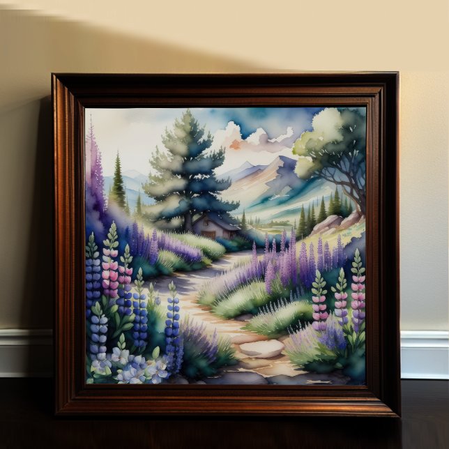 Watercolor Painting of Lupine Landscape Poster (Creator Uploaded)