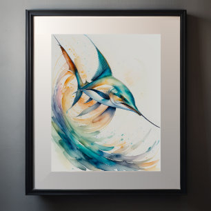 Watercolor Painting of Marlin Poster