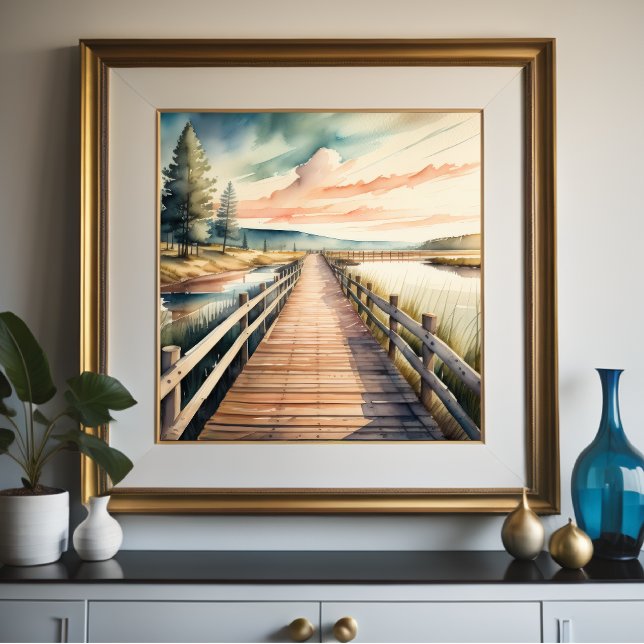 Watercolor Painting of Marsh Boardwalk Poster (Creator Uploaded)