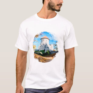 Watercolor painting of medieval castle in autumn T-Shirt