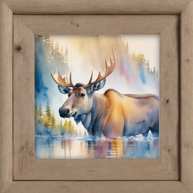Watercolor Painting of Moose Nature Poster (Creator Uploaded)