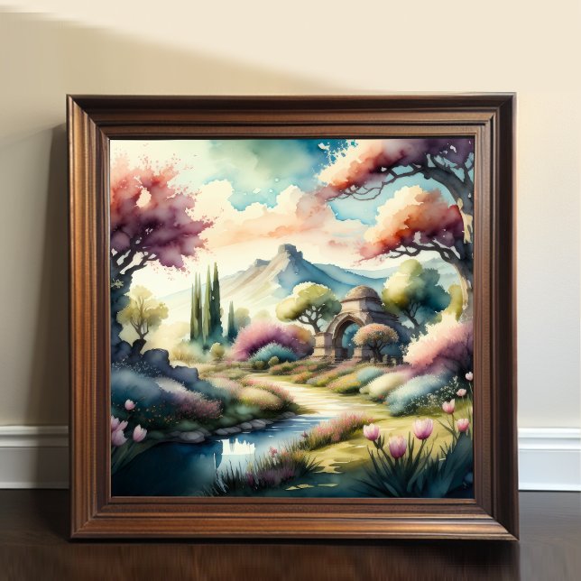 Watercolor Painting of Mountain Landscape Poster (Creator Uploaded)