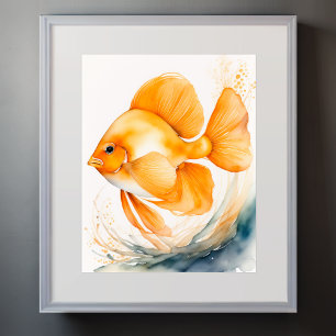 Watercolor Painting of Orange Fish II Poster