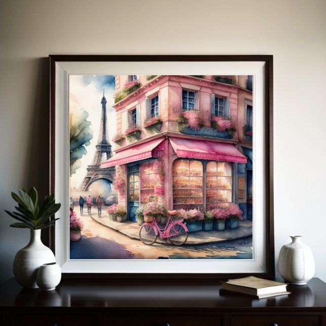 Watercolor Painting of Parisian Street Poster (Creator Uploaded)