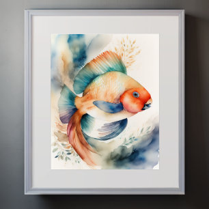 Watercolor Painting of Parrot Fish II Poster