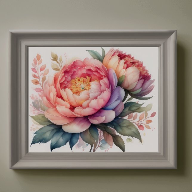 Watercolor Painting of Peonies II Poster (Creator Uploaded)