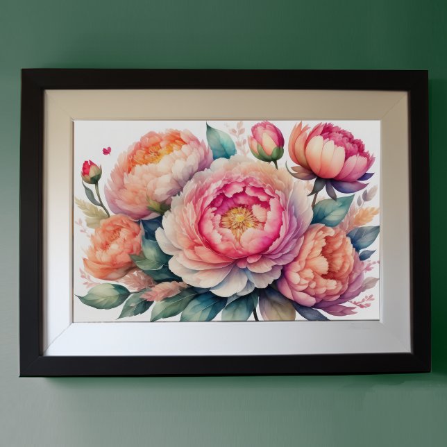 Watercolor Painting of Peonies IX Poster (Creator Uploaded)