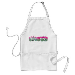Watercolor Painting of Pink Tulips on Apron