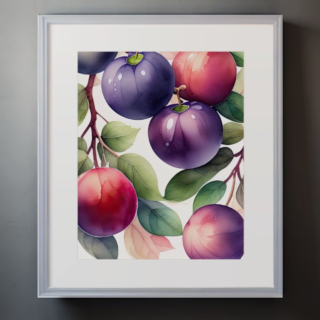Watercolor Painting of Plums Poster (Creator Uploaded)