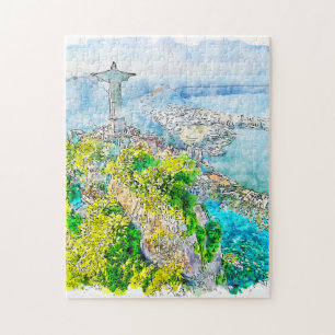 Watercolor Painting of Rio de Janeiro Jigsaw Puzzle
