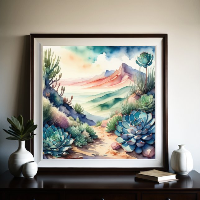 Watercolor Painting of Rural Landscape Desert Poster (Creator Uploaded)
