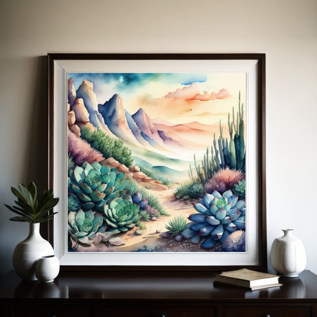Watercolor Painting of Rural Landscape Desert Poster (Creator Uploaded)