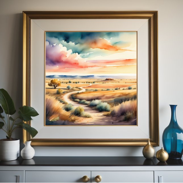 Watercolor Painting of Rural Landscape Poster (Creator Uploaded)