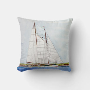 watercolor painting of sailboat cushion