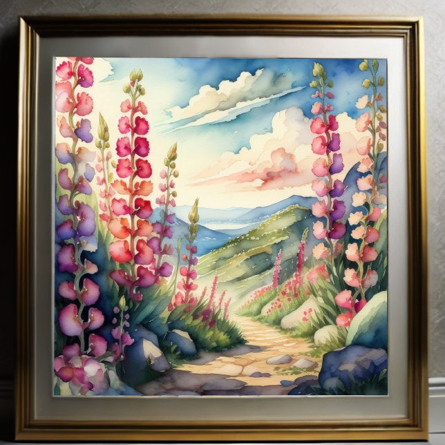 Watercolor Painting of Snapdragon Landscape Poster (Creator Uploaded)