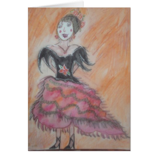 Watercolor painting of Spanish Flamenco Dancer Card