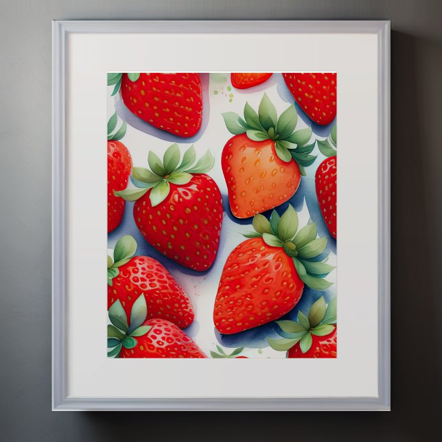 Watercolor Painting of Strawberries Poster (Creator Uploaded)