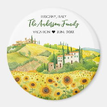 Watercolor Painting of Sunflowers in Tuscany