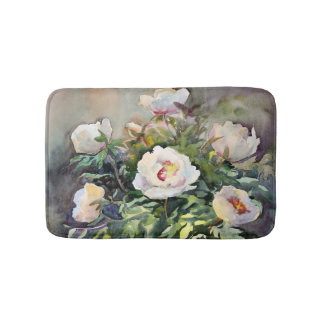 Watercolor Painting Of The Beautiful Flowers Bath Mat