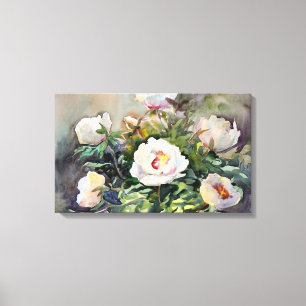 Watercolor Painting Of The Beautiful Flowers Canvas Print