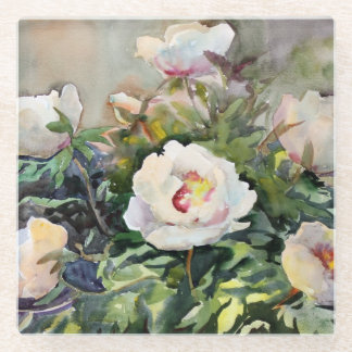 Watercolor Painting Of The Beautiful Flowers Glass Coaster