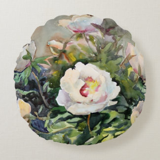 Watercolor Painting Of The Beautiful Flowers Round Cushion
