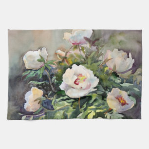 Watercolor Painting Of The Beautiful Flowers Tea Towel