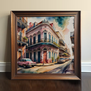Watercolor Painting of Vintage French Quarter Poster