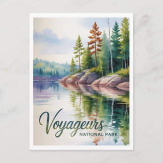 Watercolor Painting of Voyageurs National Park Postcard