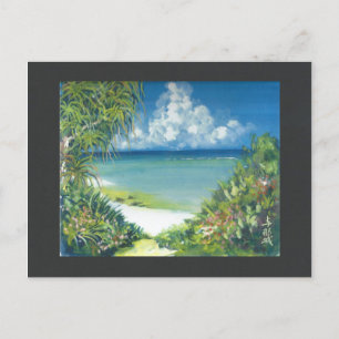 Watercolor Painting Postcard Okinawa Shore